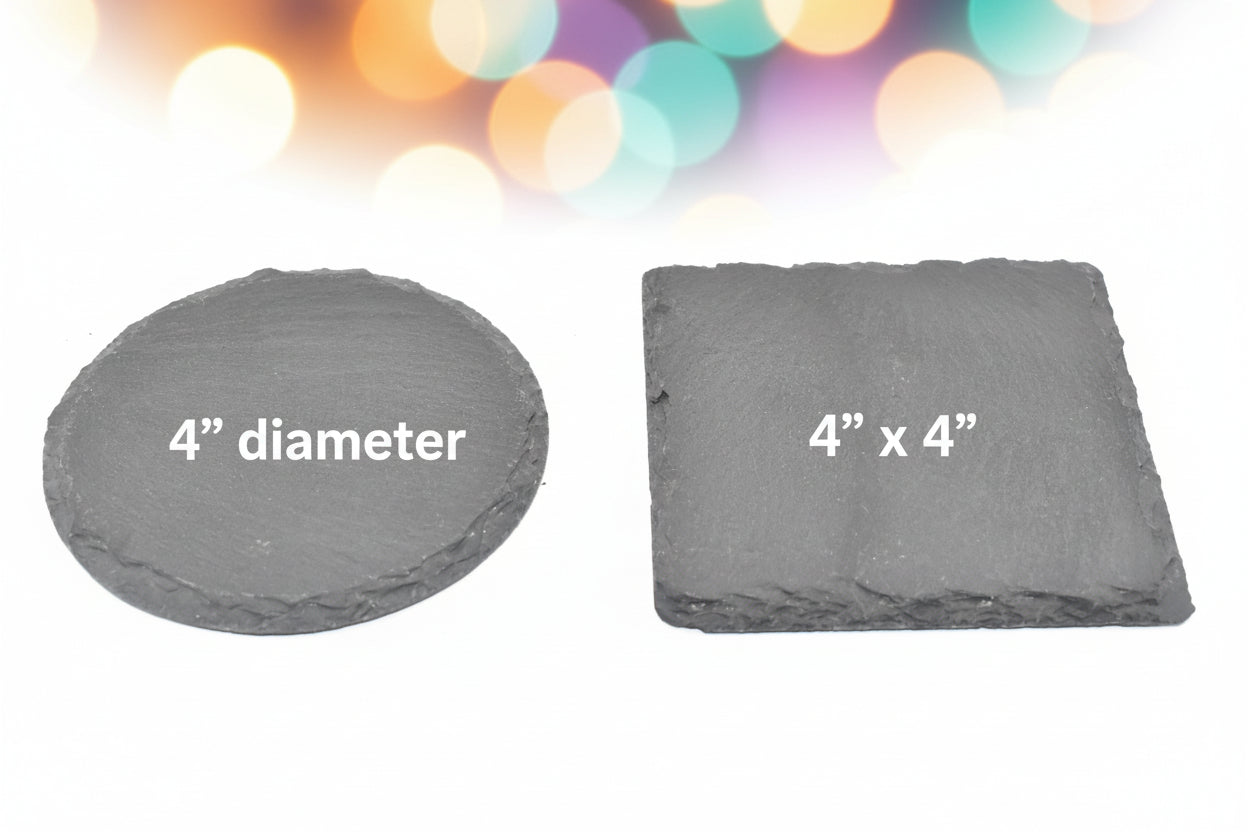 Engraved Slate Coaster Set – Personalized Monogram, Wedding Gift