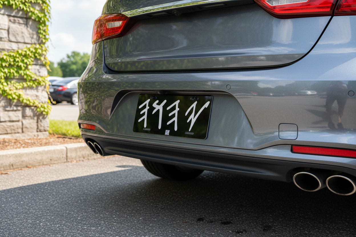 Paleo Hebrew YHWH Yod He Vav He engraved black metal license plate