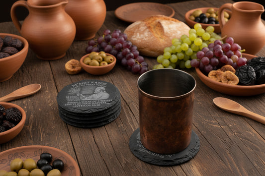 round biblical feast  slate coaster gift set