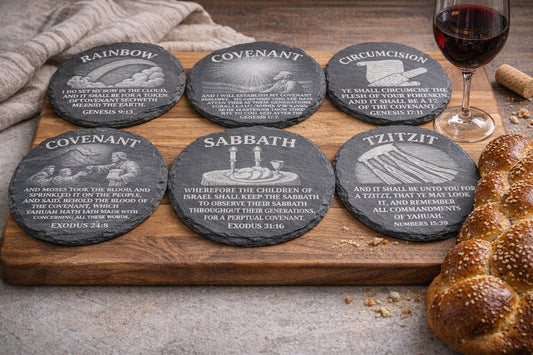 round covenant slate coaster gift set