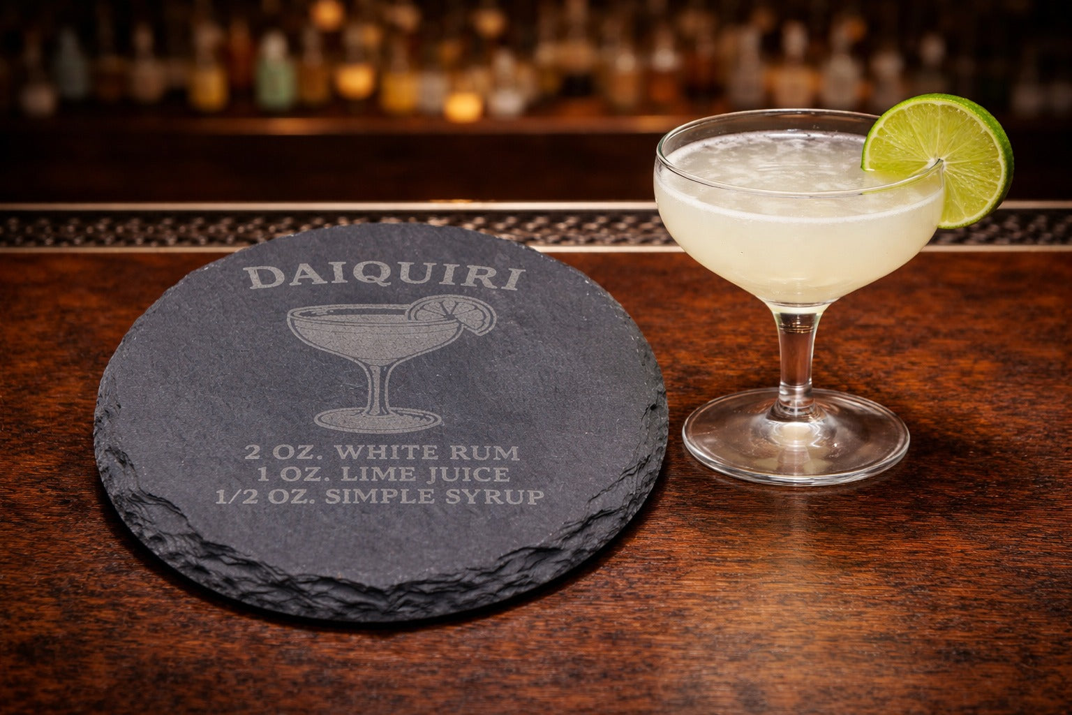 Engraved slate Daiquiri rum coaster
