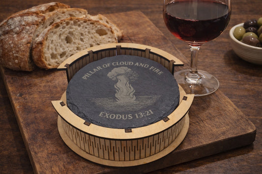 Round Wilderness Jouney slate coaster gift set