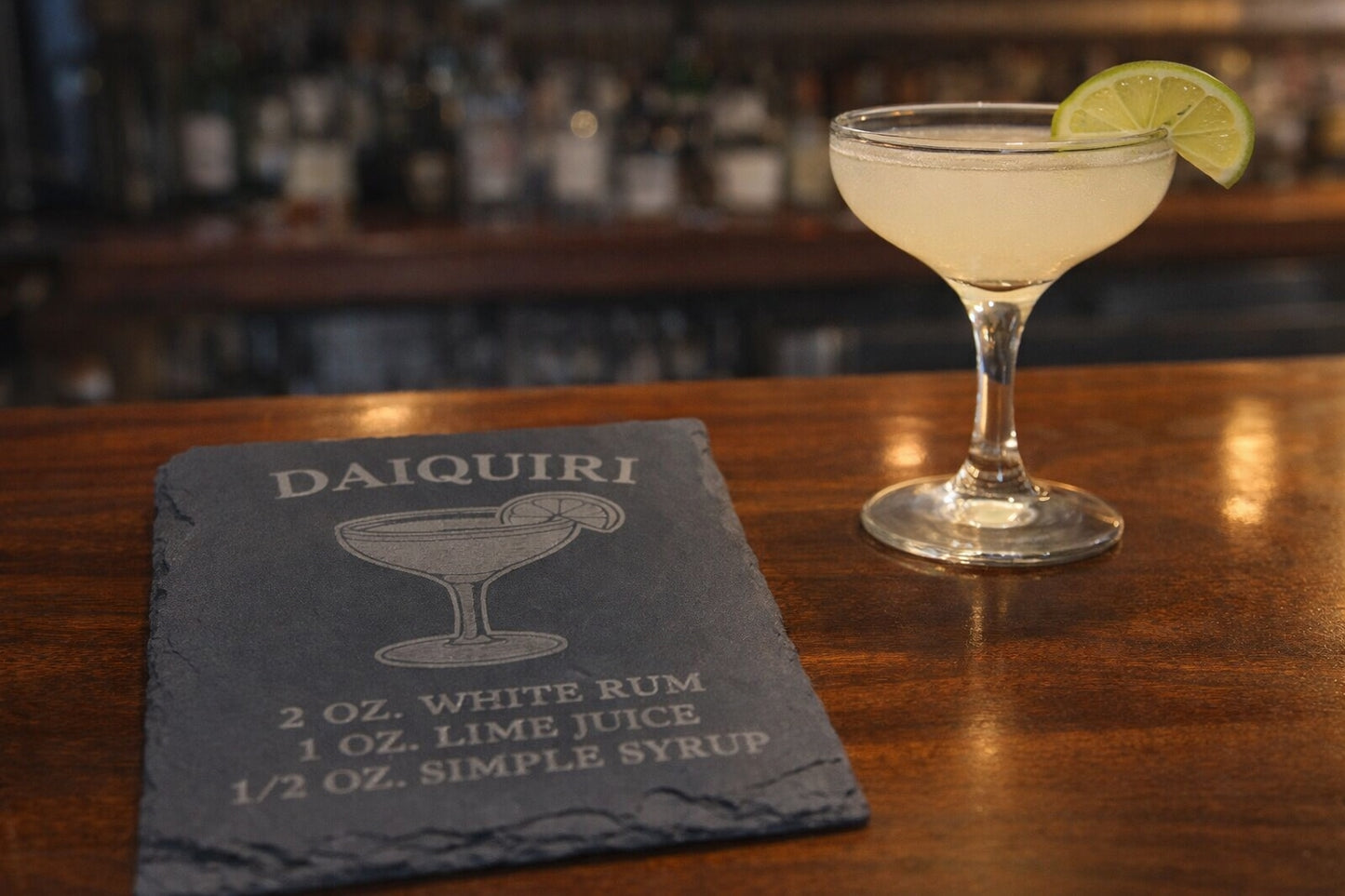 Engraved slate Daiquiiri rum coaster