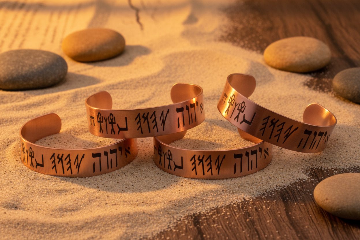 Aleph Tav Covenant Copper Cuff Stack View