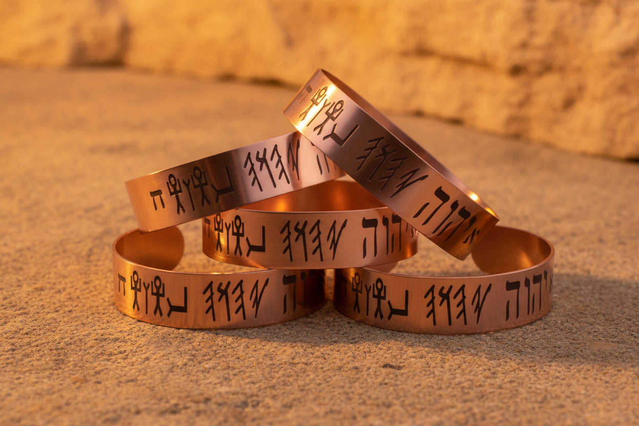 Aleph Tav Covenant Copper Cuff Stack View