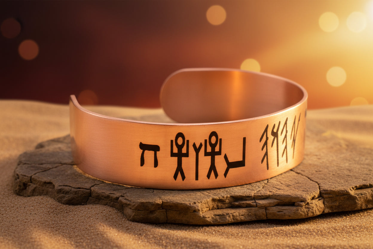 YHWH in Paleo Picto Modern Hebrew Copper Cuff