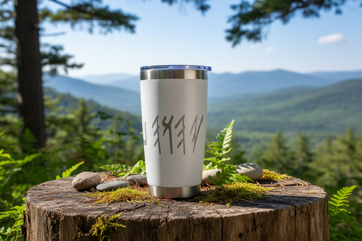 20oz stainless steel tumbler with YHWH in Picto Paleo and Modern Hebrew