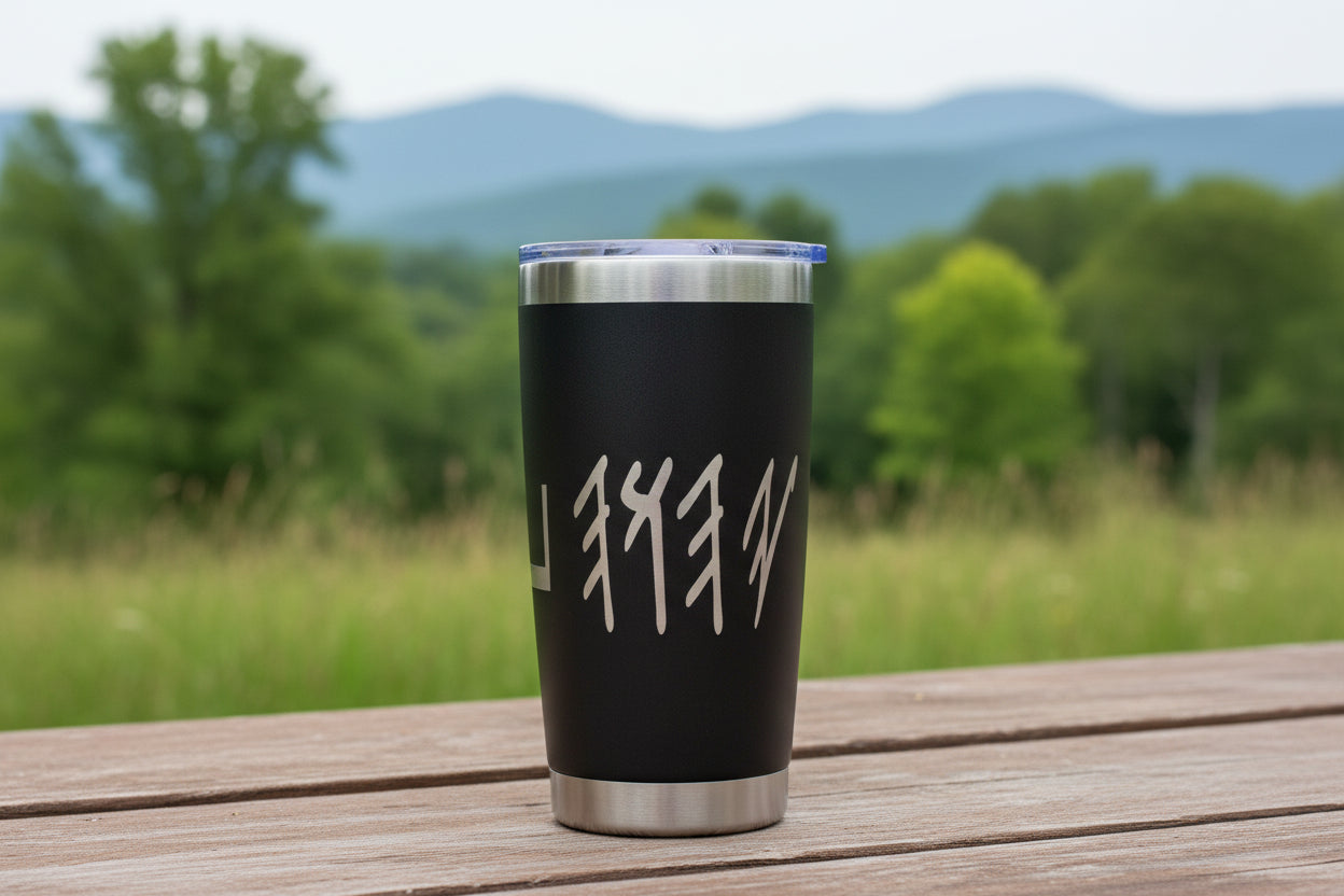 20oz stainless steel tumbler with YHWH in Picto Paleo and Modern Hebrew