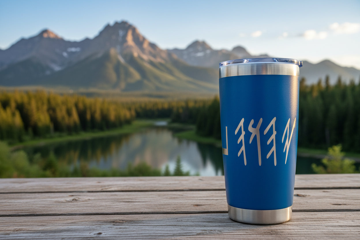 20oz stainless steel tumbler with YHWH in Picto Paleo and Modern Hebrew