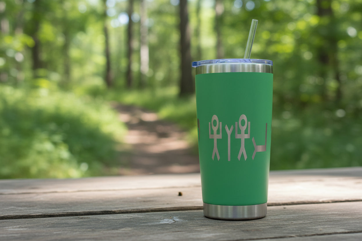 20oz stainless steel tumbler with YHWH in Picto Paleo and Modern Hebrew