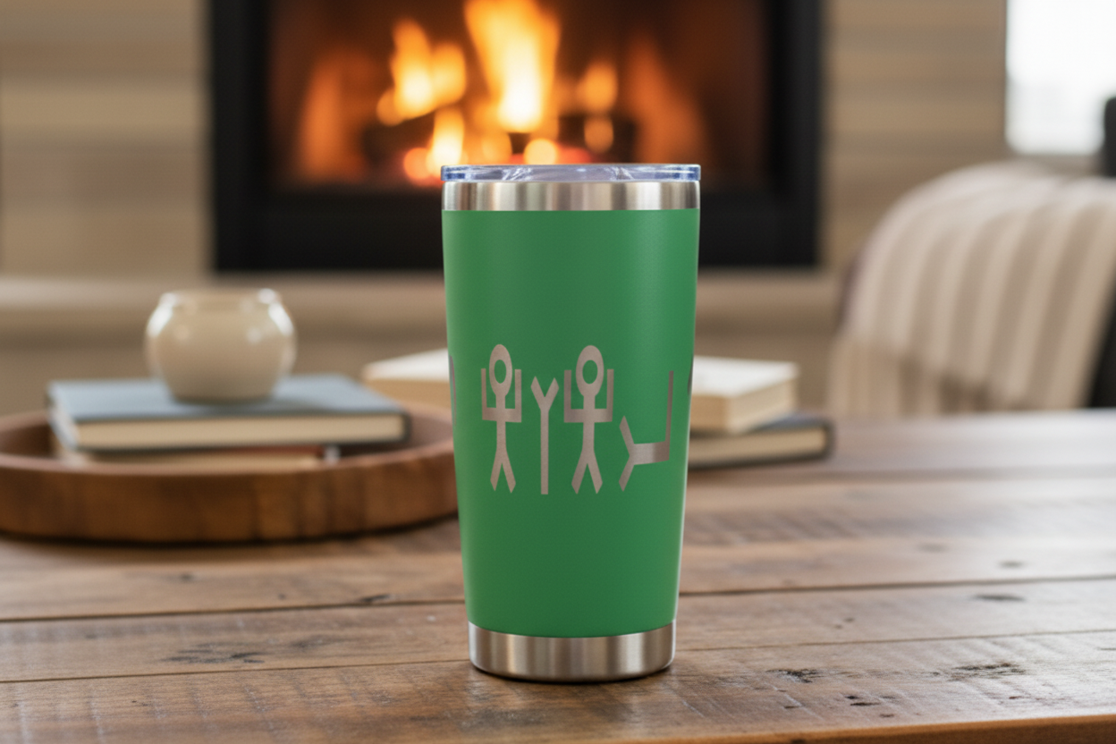20oz stainless steel tumbler with YHWH in Picto Paleo and Modern Hebrew