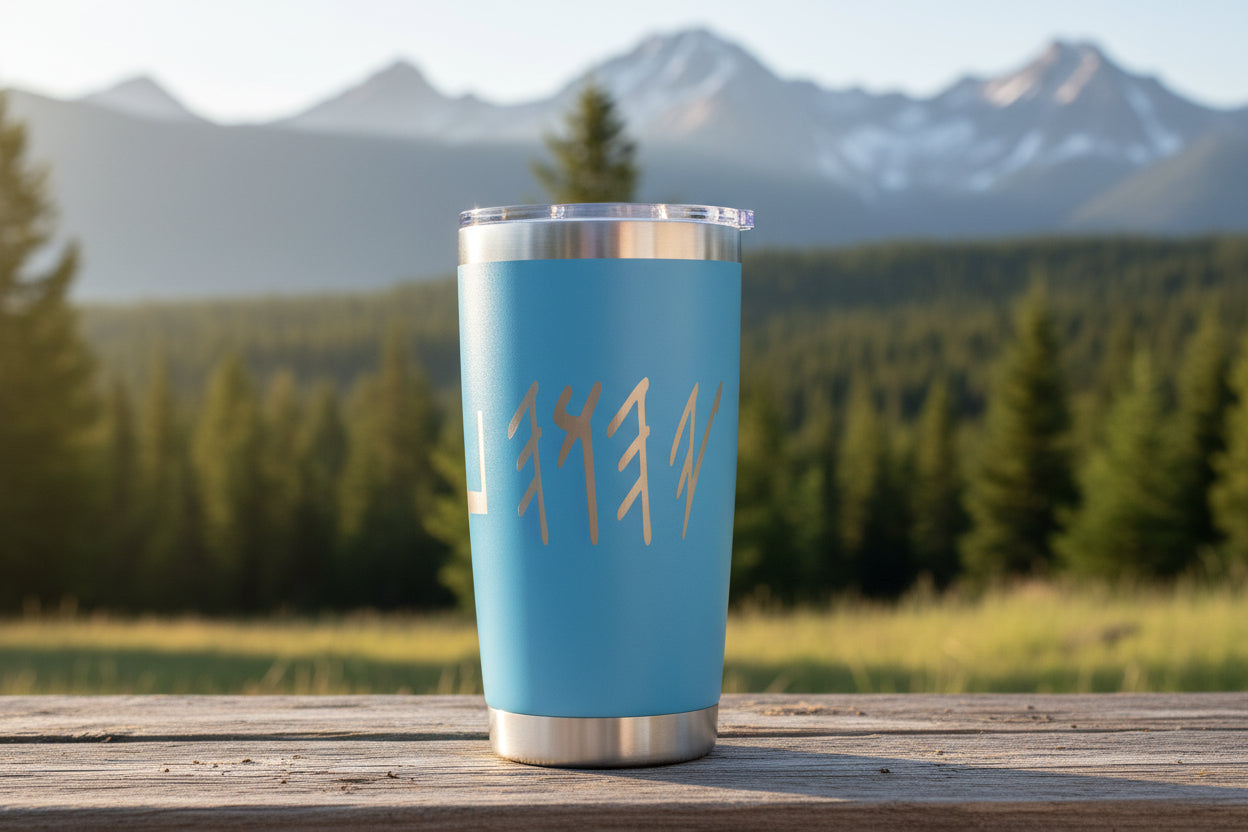 20oz stainless steel tumbler with YHWH in Picto Paleo and Modern Hebrew