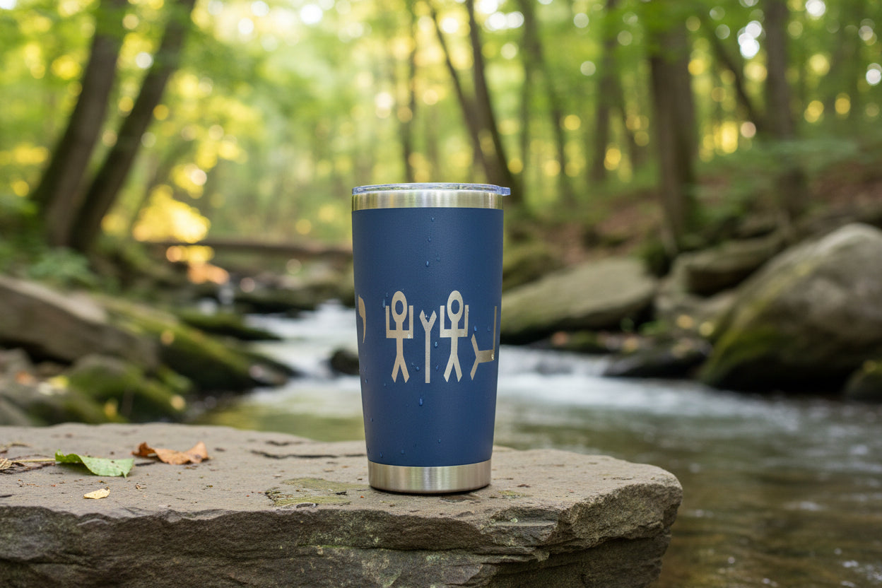 20oz stainless steel tumbler with YHWH in Picto Paleo and Modern Hebrew