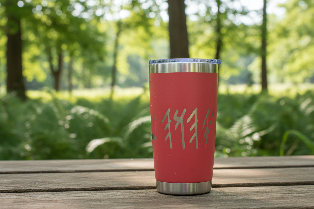 20oz stainless steel tumbler with YHWH in Picto Paleo and Modern Hebrew