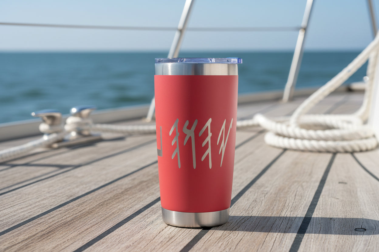 20oz stainless steel tumbler with YHWH in Picto Paleo and Modern Hebrew